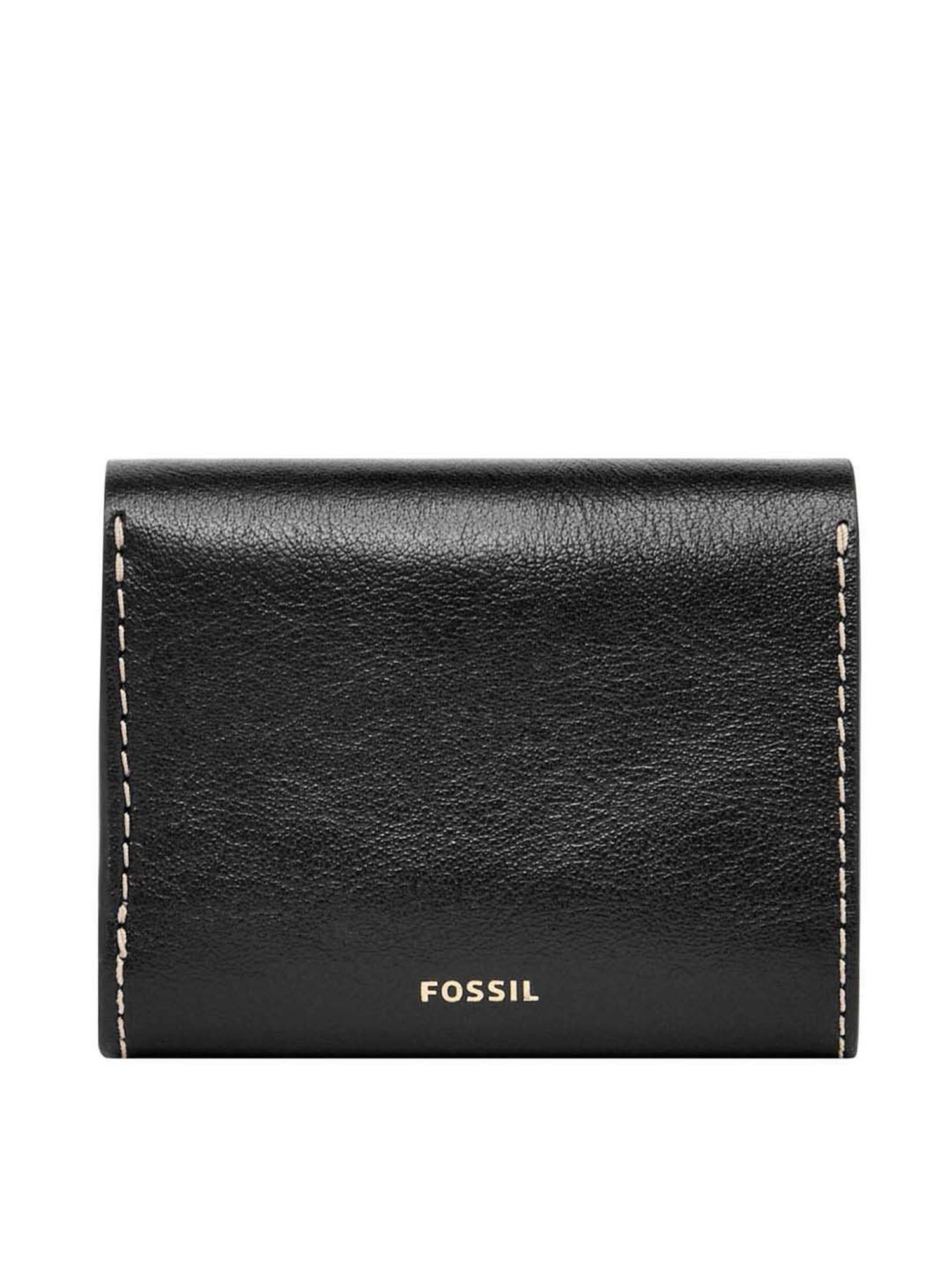 Fossil Heritage Black Solid Tri-Fold Wallet for Women