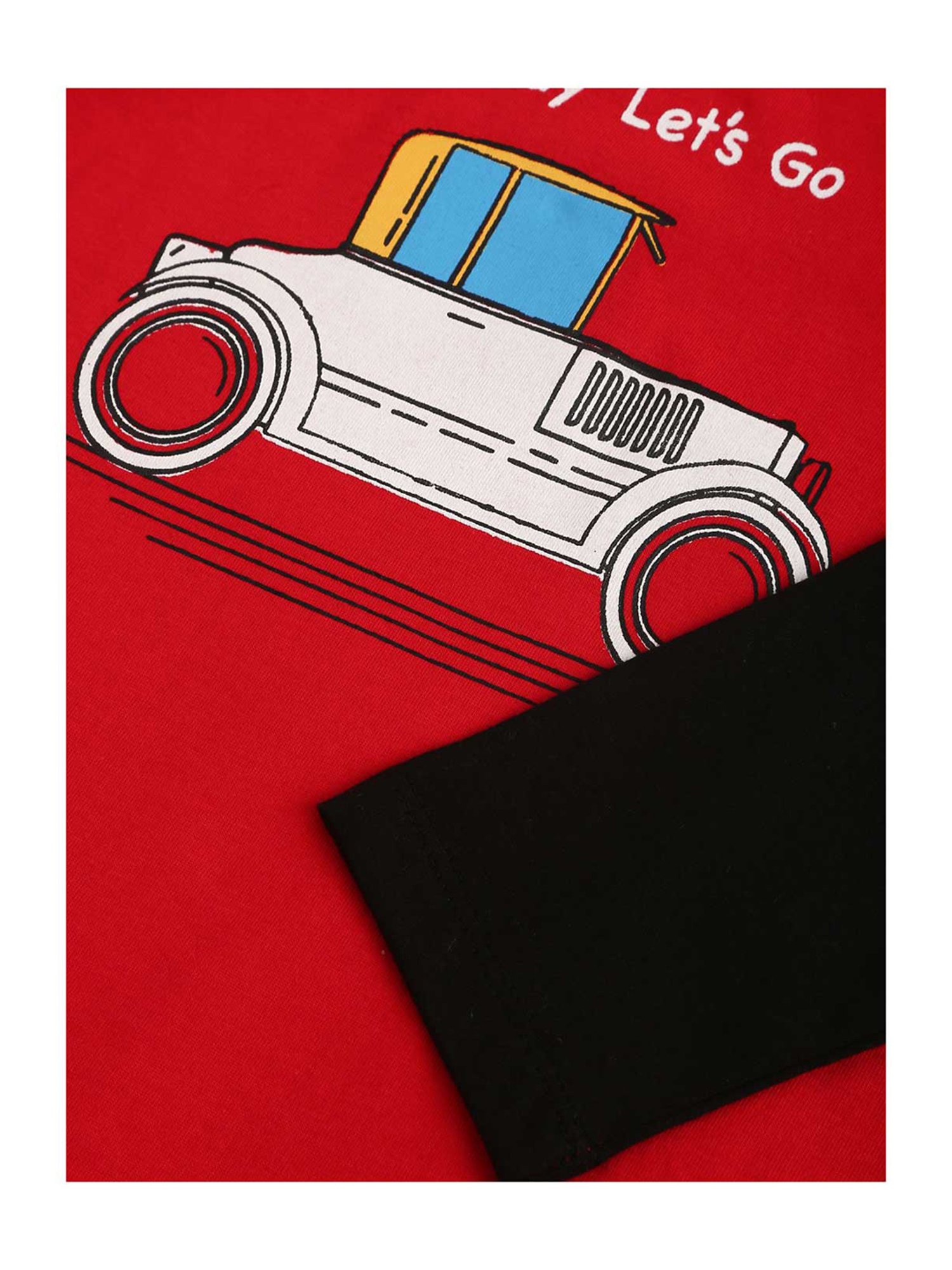Kids Craft Red & Black Printed T-Shirt with Pyjamas