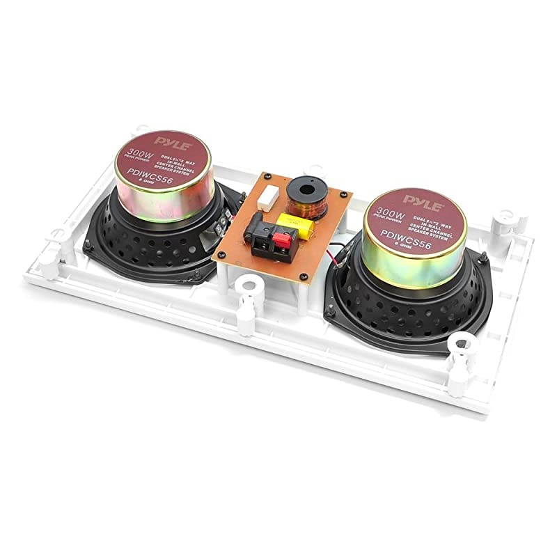 Ceiling Wall Mount Enclosed Speaker 300 Watt Stereo Inwall Inceiling Flush Mounted Sound Speaker System W Dual 525 Long Throw Woofers 1 Tweeter 8 Ohm Impedance  PDIWCS56 White