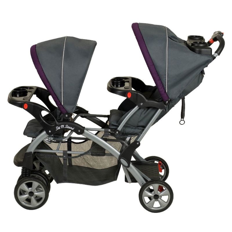 Baby Trend Sit N' Stand Easy Fold Travel Toddler & Baby Double Stroller, Elixer