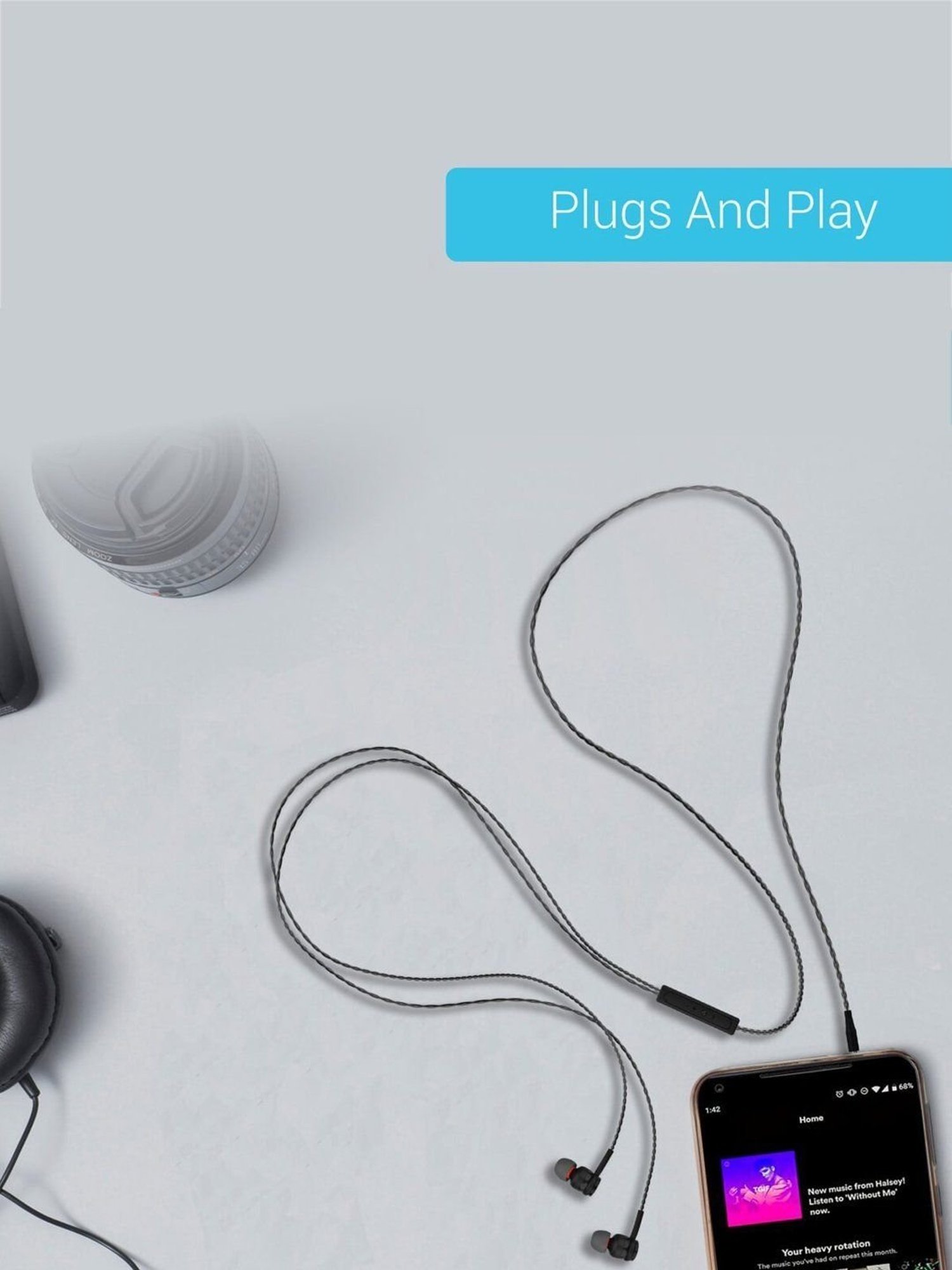 Portronics Conch Gama Por-1025 Wired Earphone With Mic (Black)