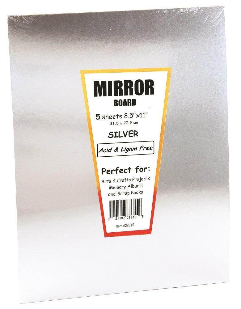Hygloss Products Mirror Board Sheets - Reflective, Shiny Poster Board &ndash; 8-1/2 x 11 Inches, Silver, 5 Pack