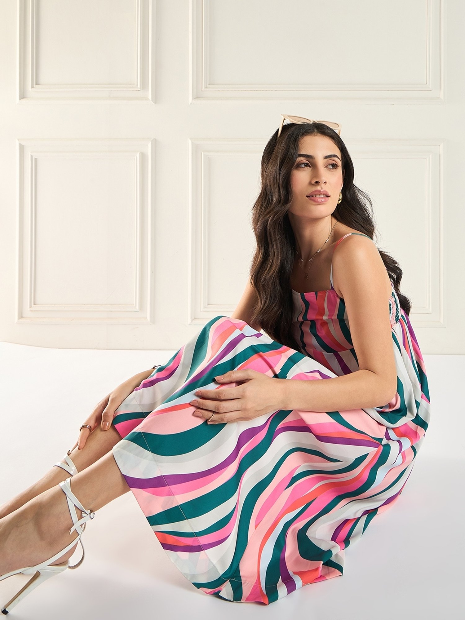 Magre Multi Print Midi Dress