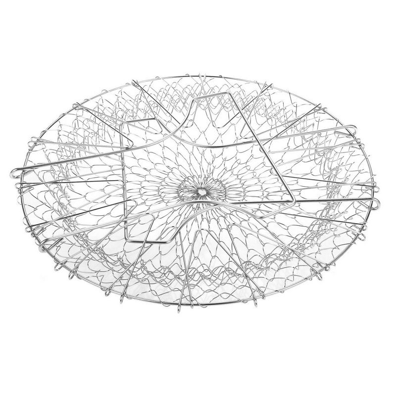 Deep Fry Basket - Stainless Steel Foldable Strainer Basket Colander - Cooking Basket for Frying, Steaming, Straining, Rinsing, 9 x 3.35 x 9 Inches