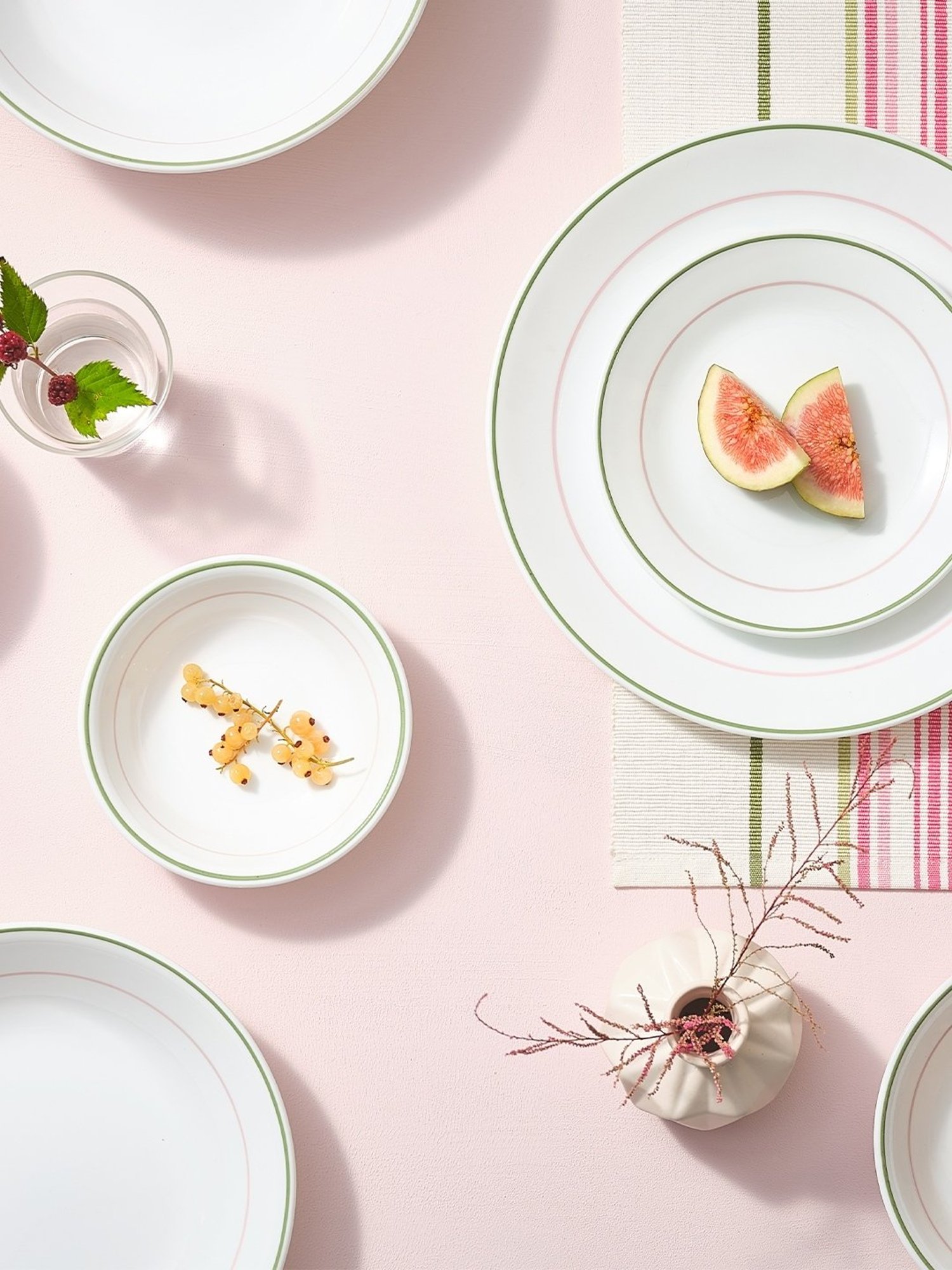 Cello White & Rust Glass Dinner Set