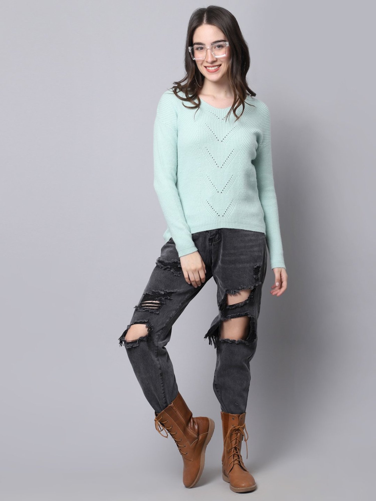 TAG 7 Green Regular Fit Sweater