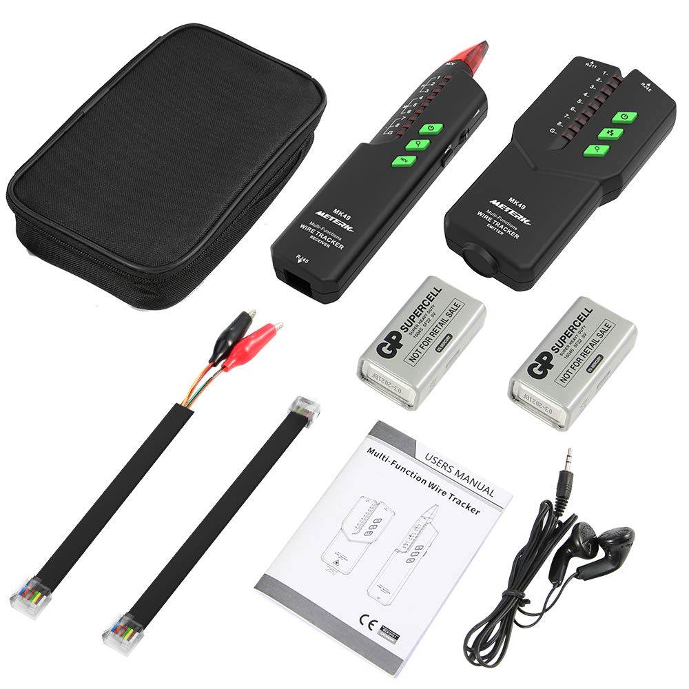 Wire Tracker, RJ11 RJ45 Multifunctional Cable Tester Line Finder with NCV Probe for Wire Tracer Toner Ethernet LAN Network Cable Collation, Telephone Line Tester, Continuity Checking