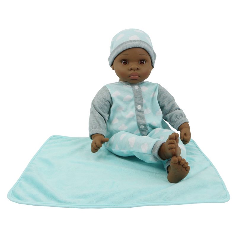 18" Sweet and Happy Baby with Blanket - Blue Cloud Pajamas
