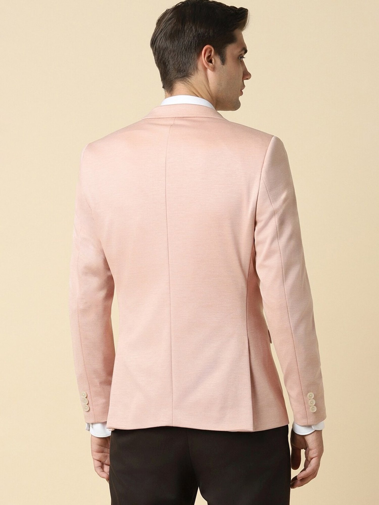 Allen Solly Pink Slim Fit Texture Blazer