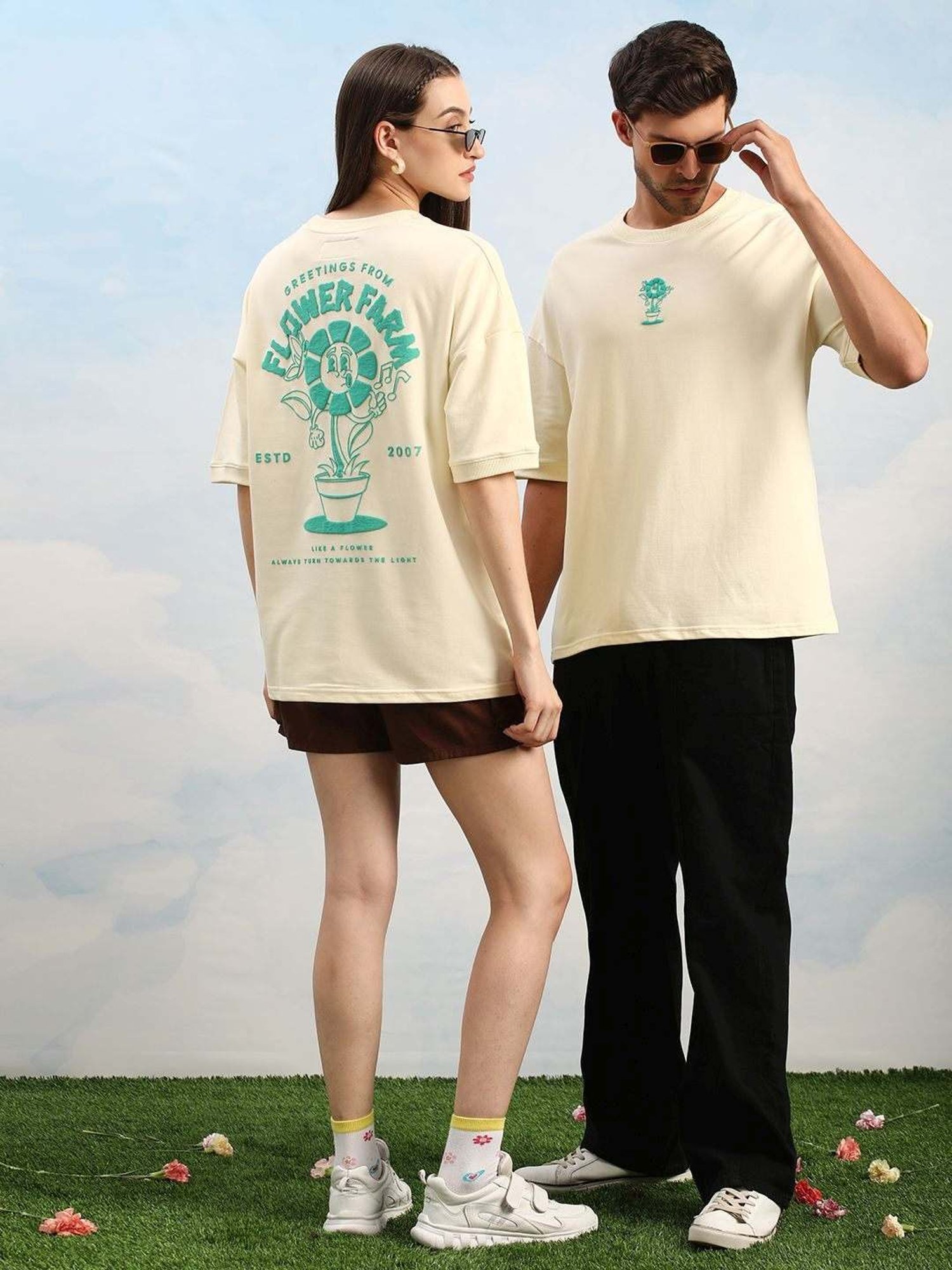 Dillinger Off White Loose Fit Printed Unisex T-Shirt