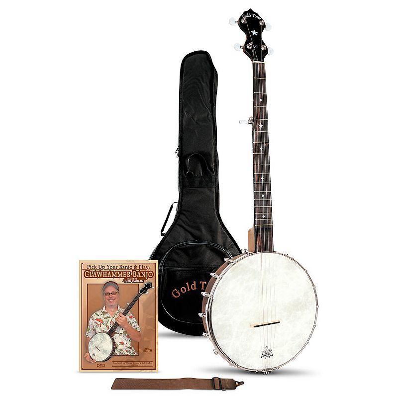 Gold Tone A-Scale Cripple Creek Left-Handed Banjo Clawhammer Package Vintage Brown