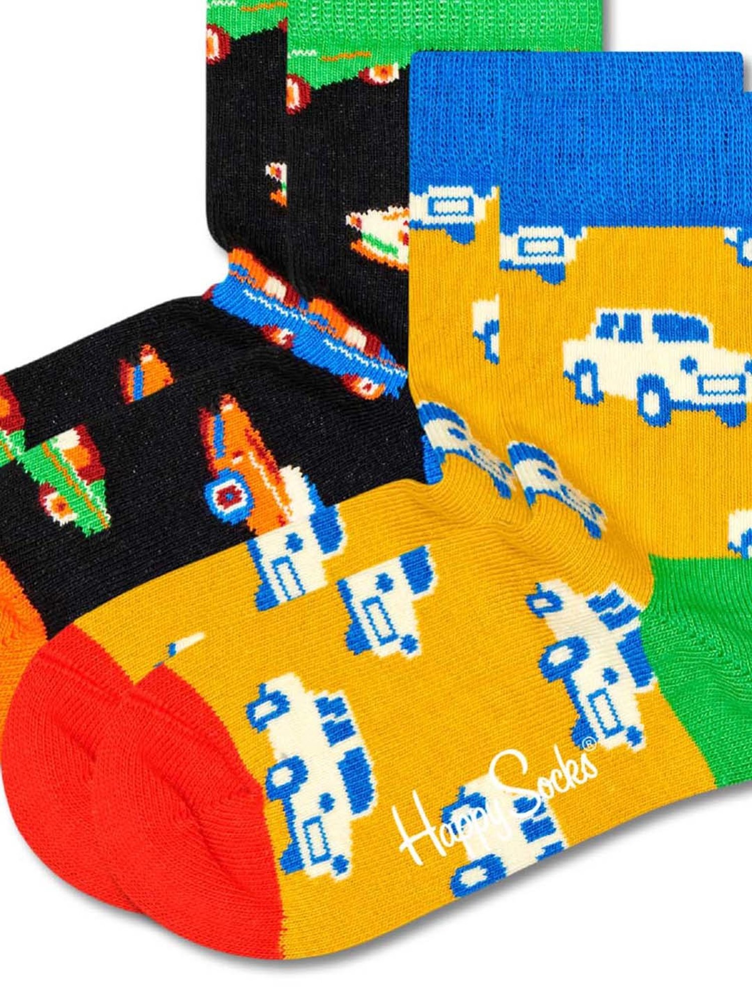 Happy Socks Kids Car Multicolor Cotton Printed Socks (0-12M) - Pack of 2
