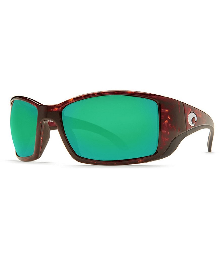 Costa Blackfin Tortoise Green Mirror Polarized Wrap Sunglasses