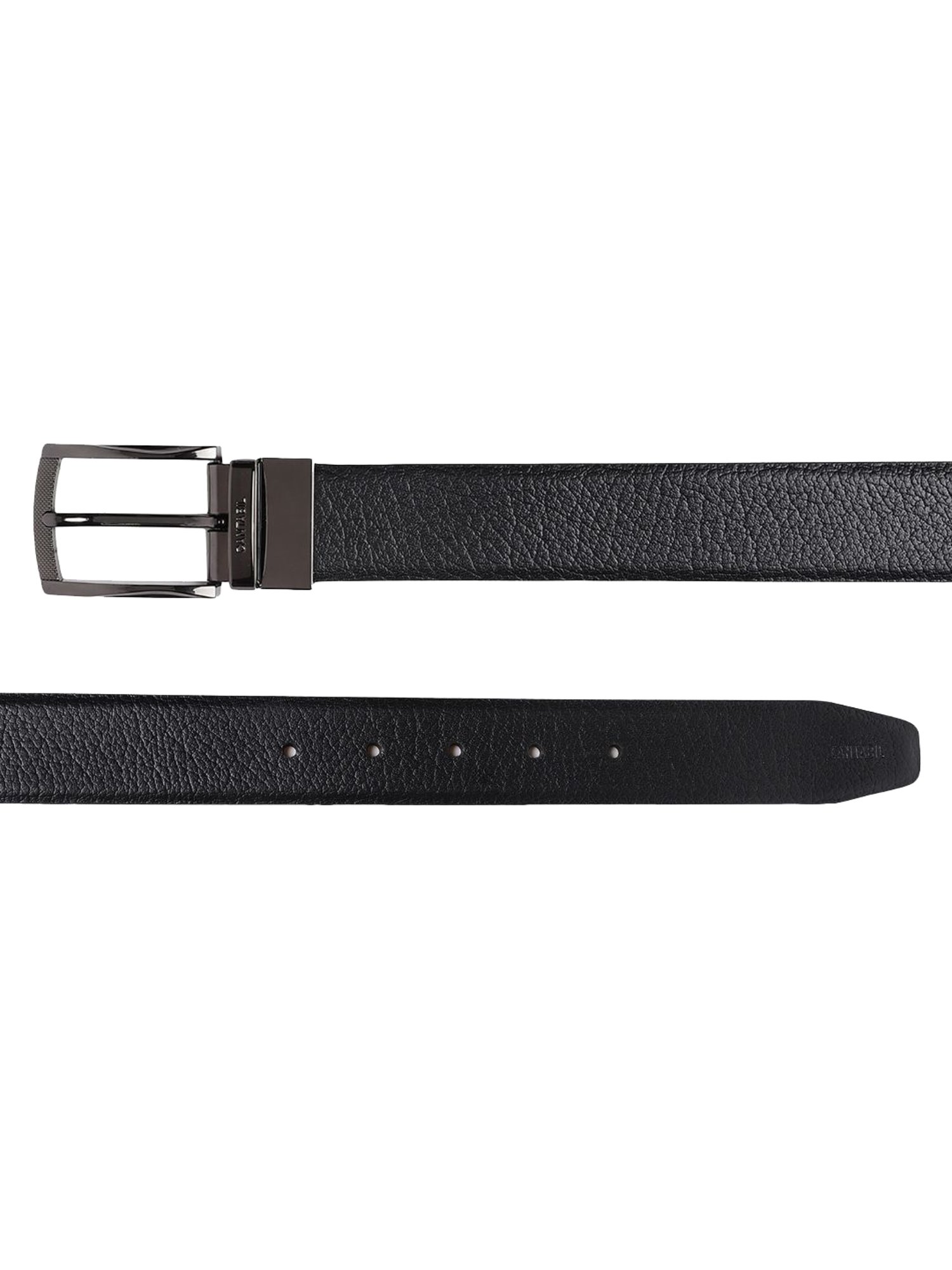 BELWABA Black Textured Formal Leather Belt for Men