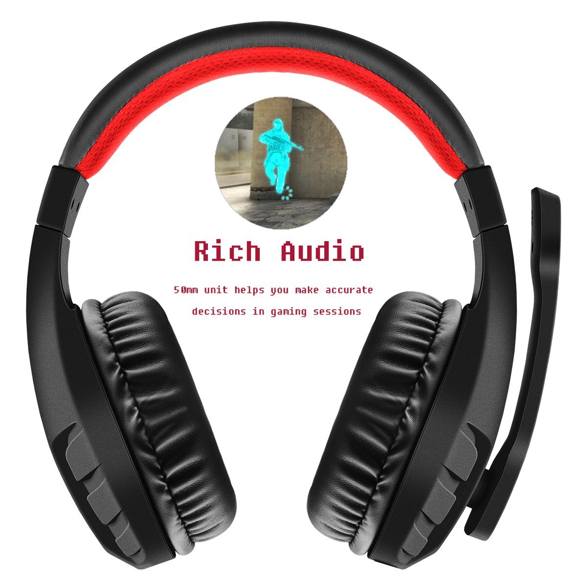 NUBWO U3 3.5mm Gaming Headset for PC, PS4, Laptop, Xbox One, Mac, iPad, Nintendo Switch Games, Computer Game Gamer Over Ear Flexible Microphone Volume Control with Mic