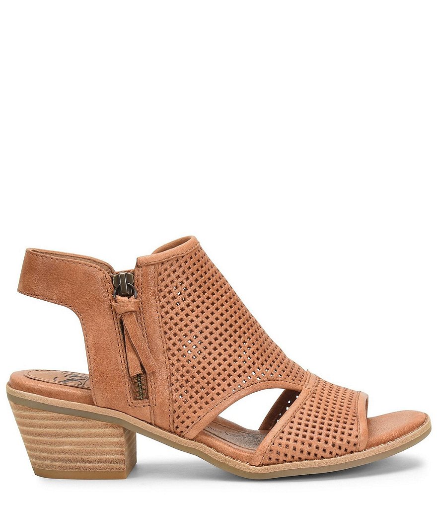 Sofft Sara Perforated Leather Stacked Heel Shooties