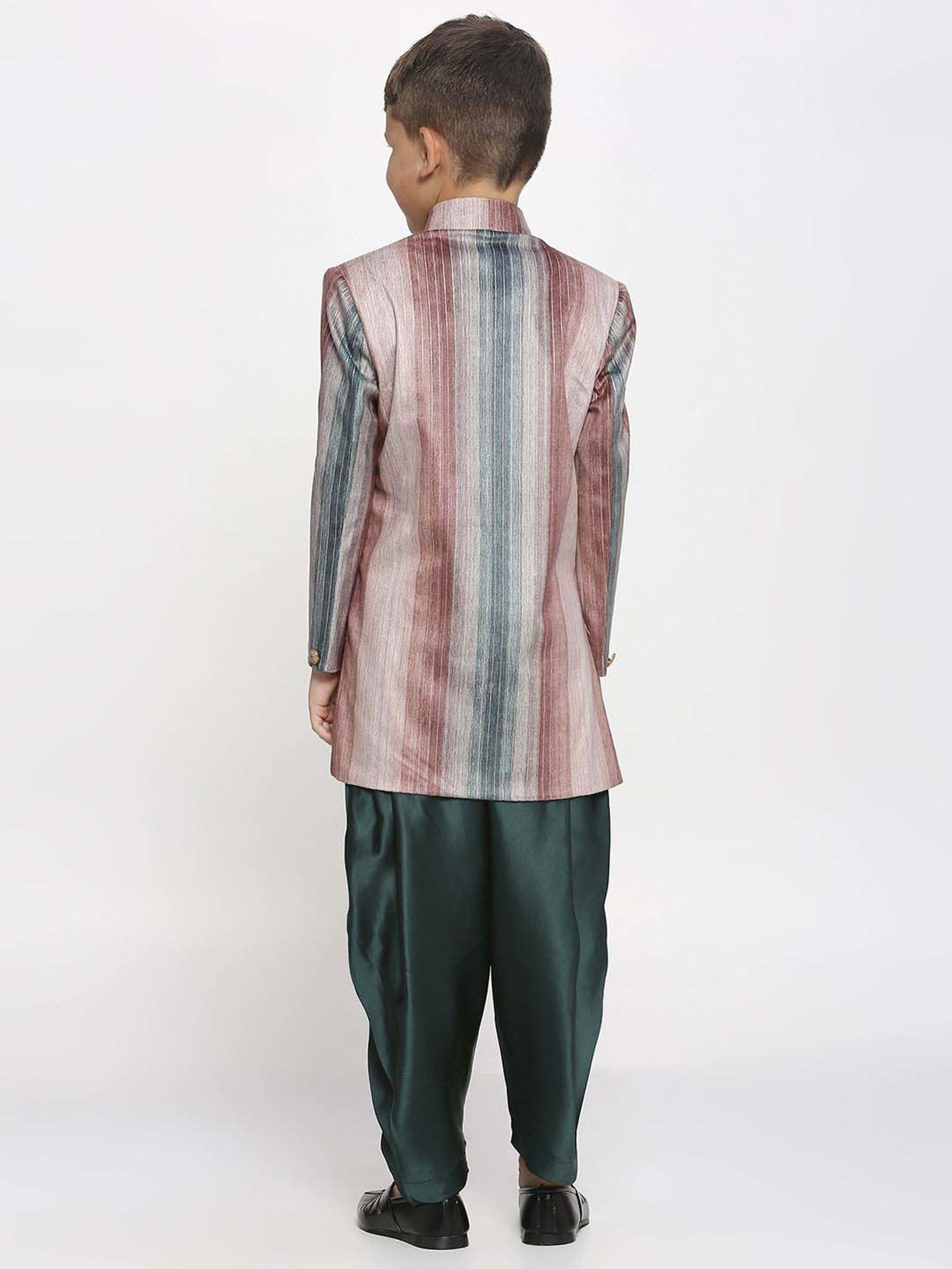 AJ Dezines Kids Black Embellished Full Sleeves Sherwani with Pants