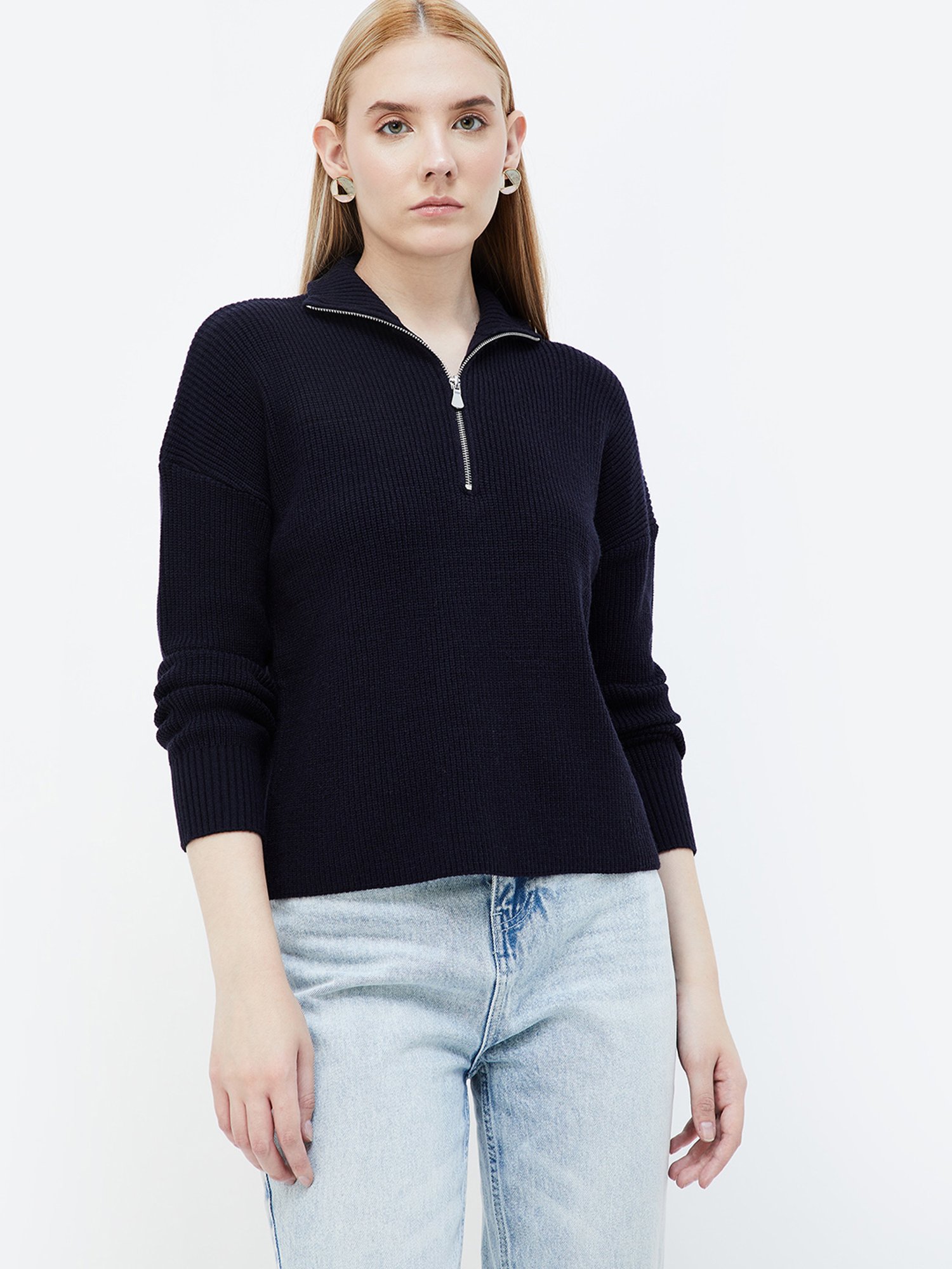 Code by Lifestyle Navy Regular Fit Pullover