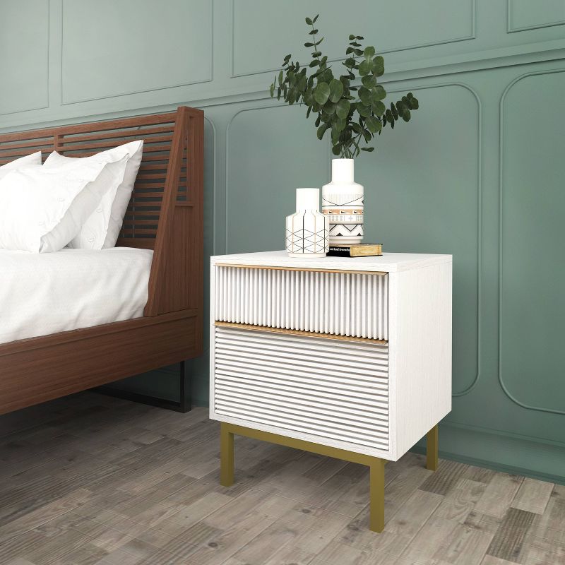 Avant 2 Drawer Nightstand White - Hopper Studio