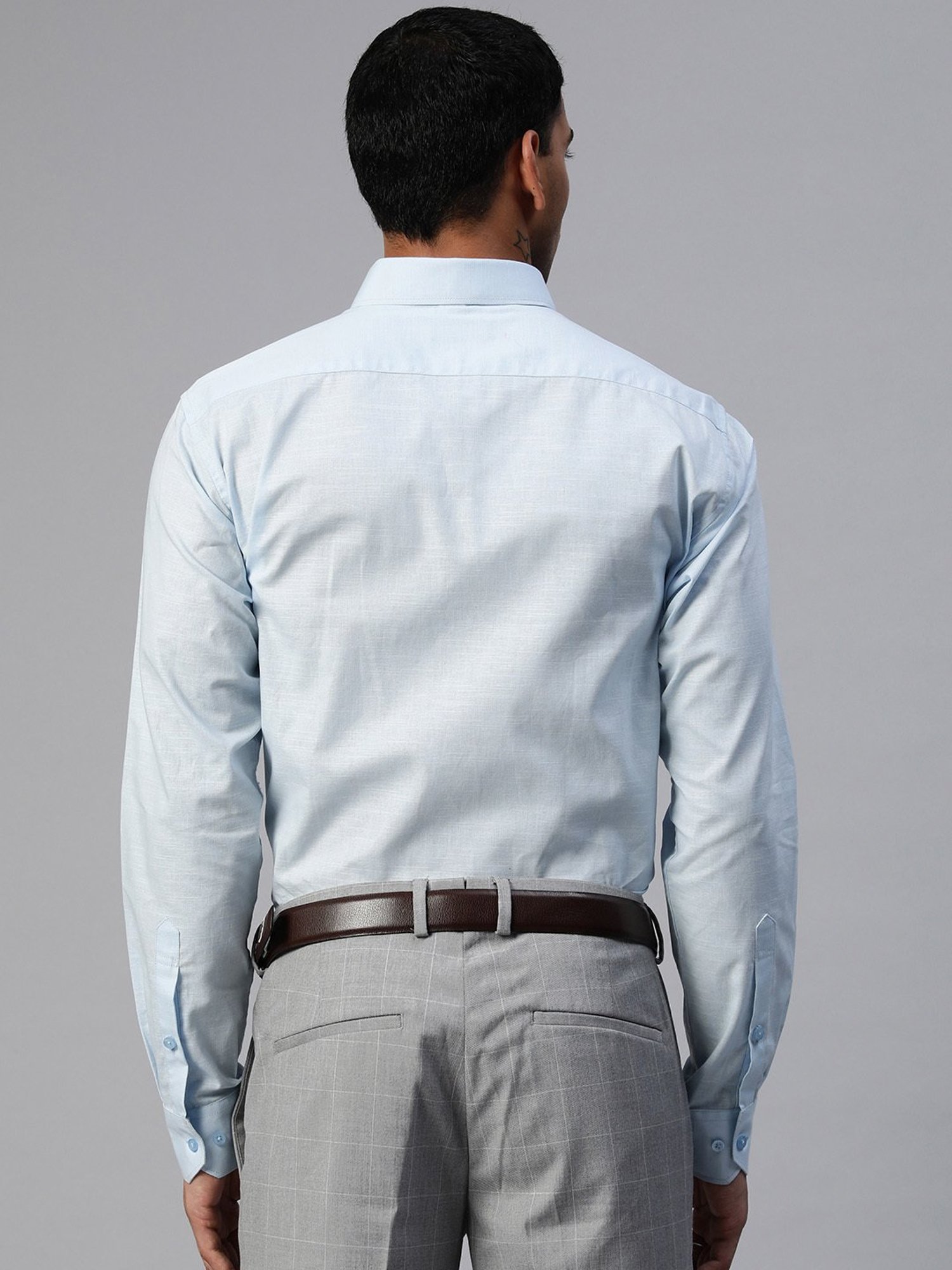 ManQ Sky Blue Regular Fit Shirt