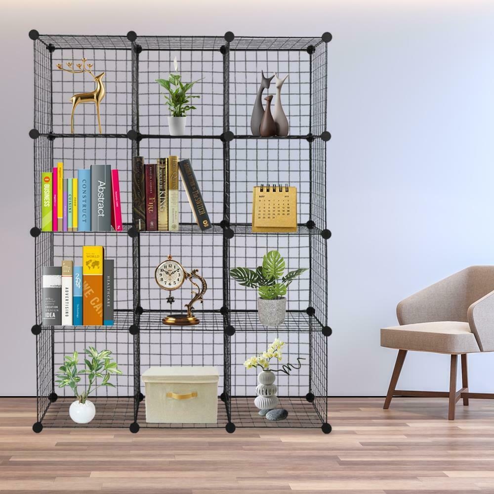 12 Cube Mesh Wire Storage Cupboard Cabinet Wardrobe Rack Toy Book Shelves