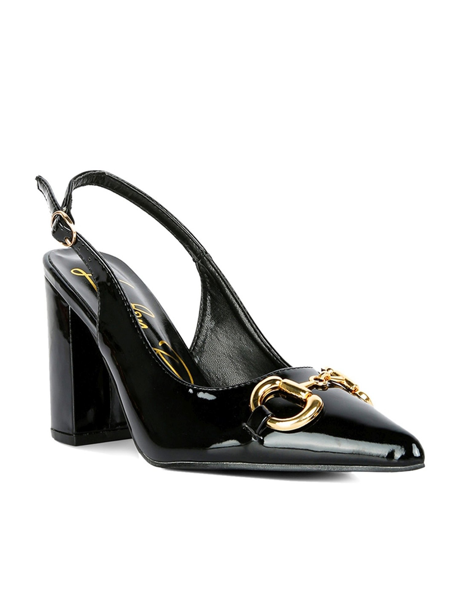 London Rag Women's Black Back Strap Sandals