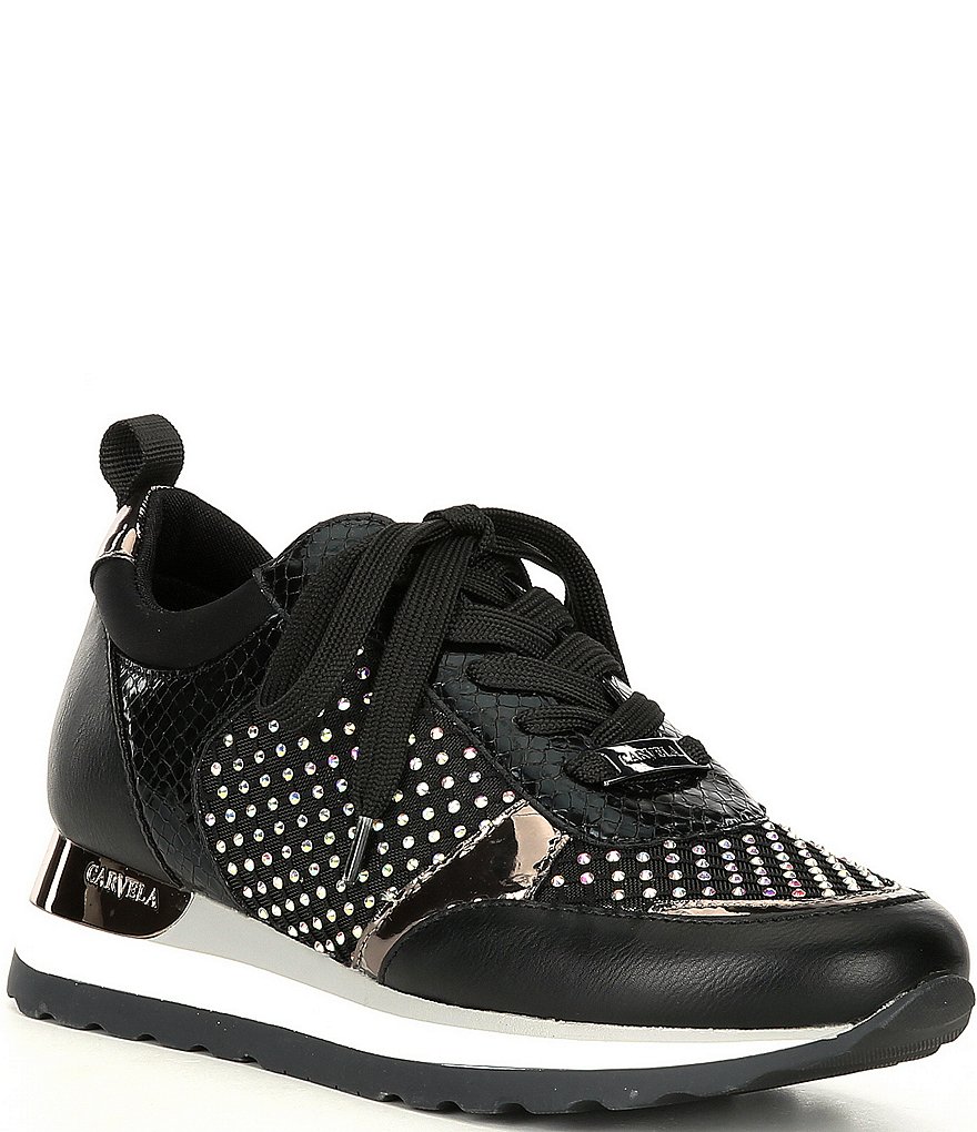 Carvela Ling Crystal Mesh Detail Lace-Up Sneakers