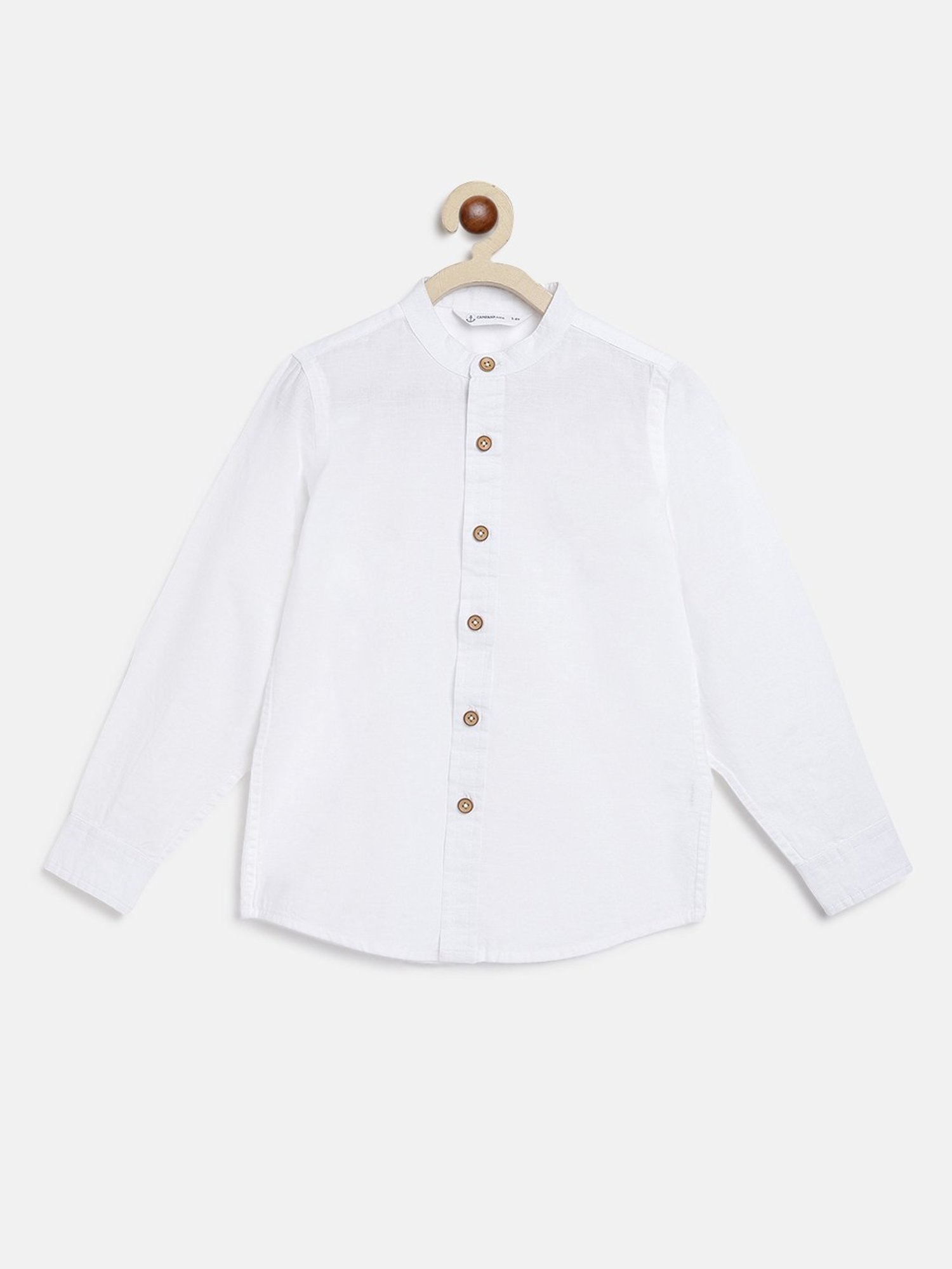 Campana Kids White Solid Full Sleeves Shirt