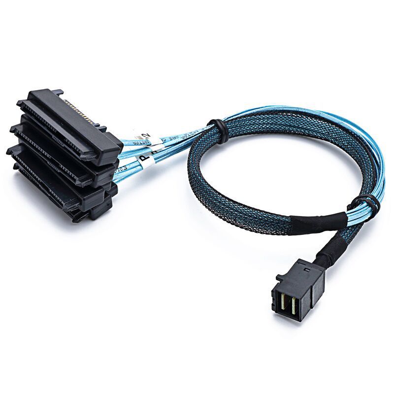 Weastlinks SAS SATA Cables SFF-8643 To 4 SFF-8482 Internal Mini SAS HD to 4 29pin SFF-8482 connector with SAS 15pin Power Port 12GB/S Cable