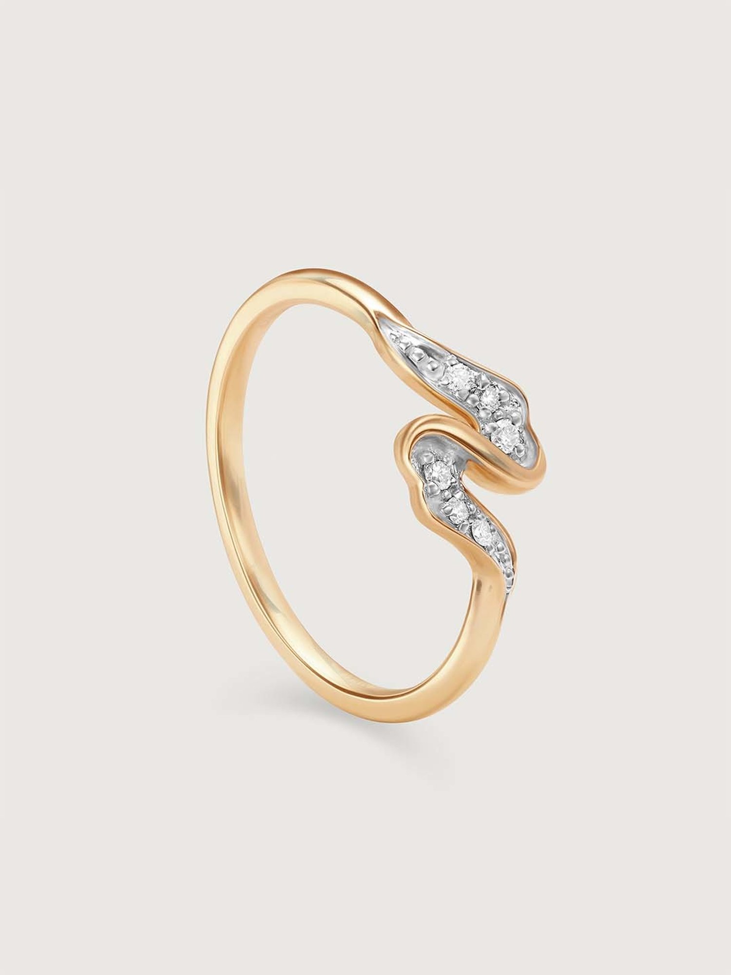 Mia by Tanishq Wave Dance 14k Gold & Diamond Finger Ring for Women