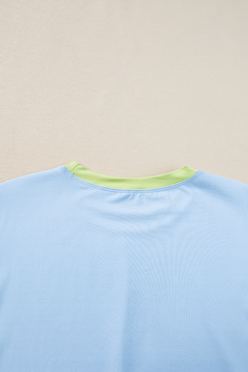 Blue Color Block Loose Fit Top and Elastic Waist Shorts Set