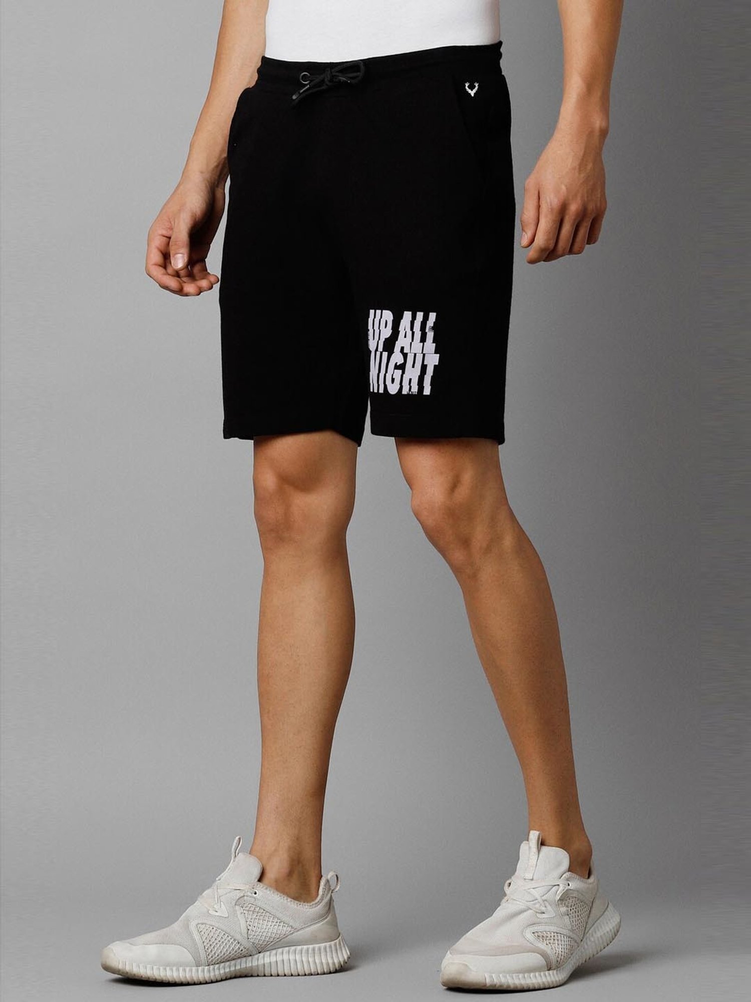 Tribe by Allen Solly Black Slim Fit Printed Shorts