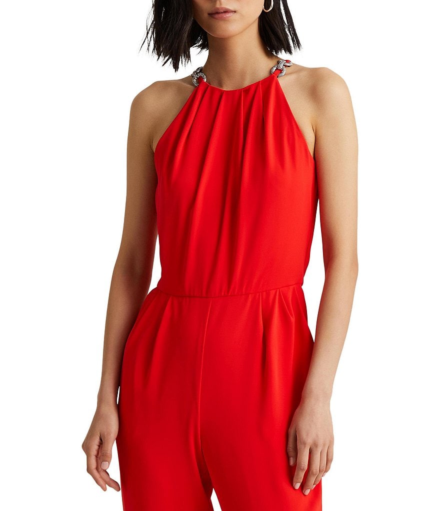 Tahari ASL Sequin Long Sleeve Crepe Jumpsuit