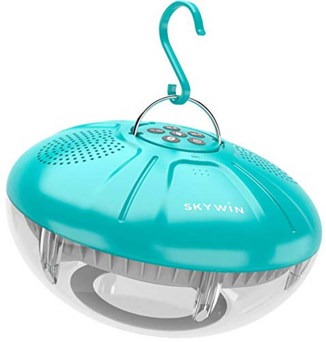 Skywin Hot Tub Speakers and Speakerphone - Disco Light Floating Waterproof IPX7 Large Wireless Pool and Shower Speaker - Pool Speakers Support Dual Speaker Connection and Feature Quality 2.1 Sound