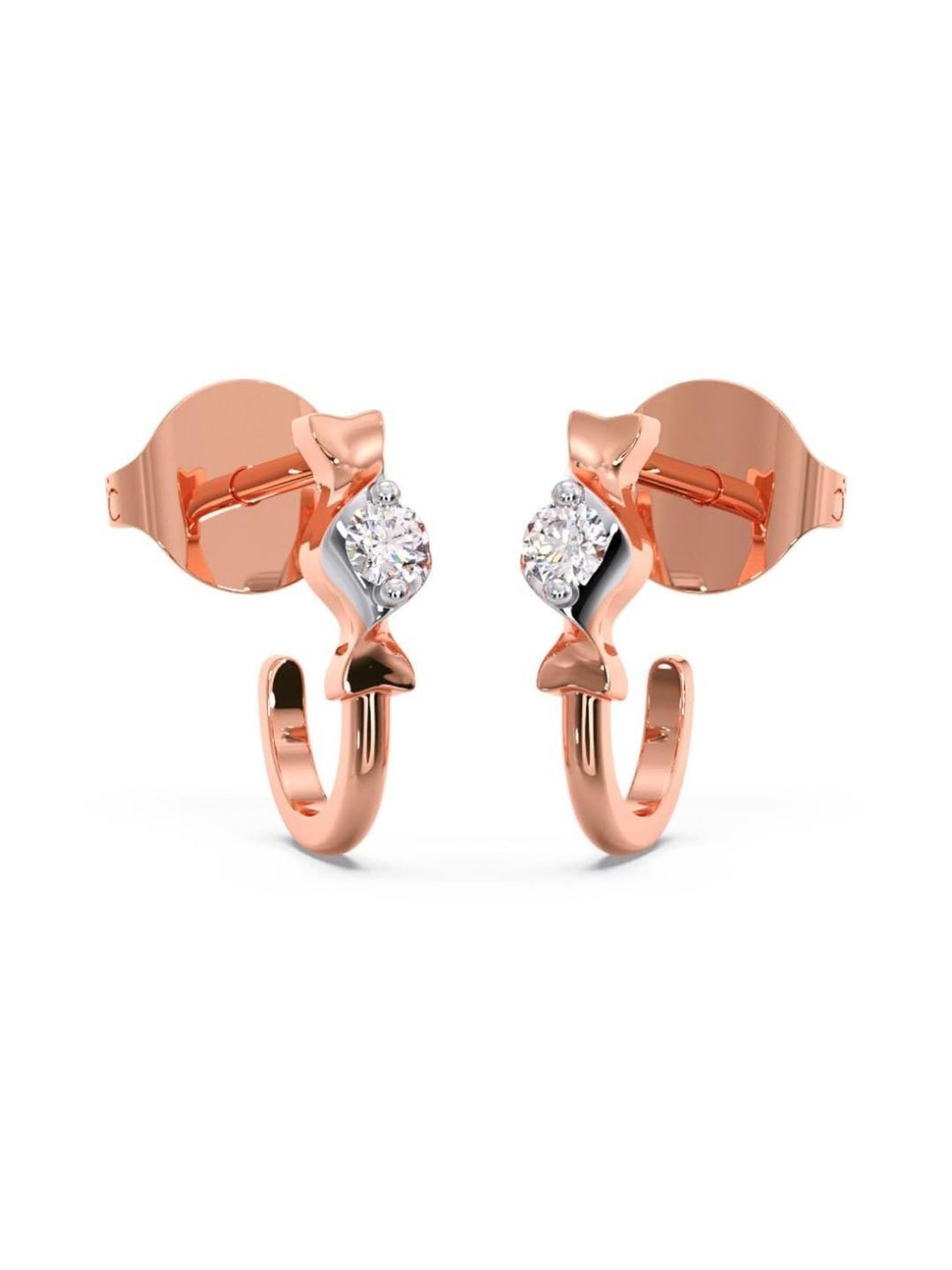 Candere by Kalyan Jewellers 18k Rose Gold Diamond Stud Earrings for Women
