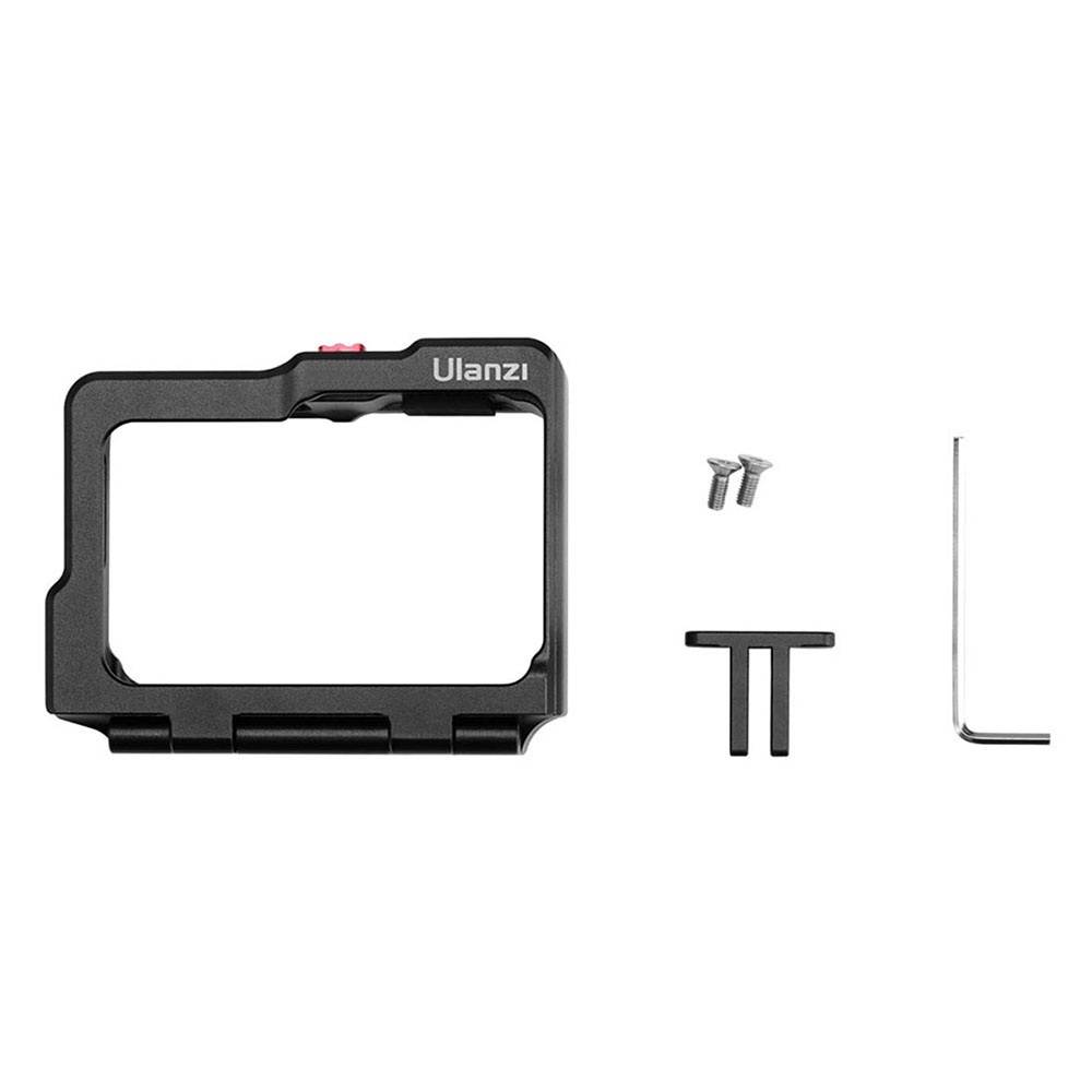 Ulanzi C-ONE R Aluminum Alloy Camera Cage Portective Case Mounting Bracket with Dual Cold Shoe Mounts 1/4 Thread Compatible with Insta360 ONE R Series Camera