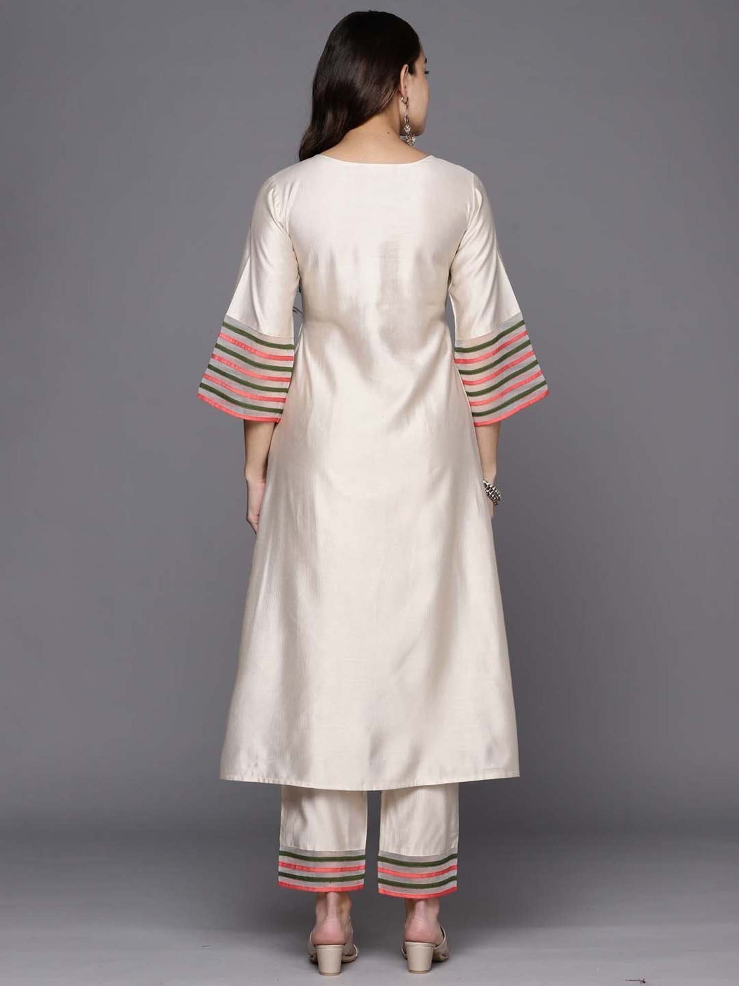 Indo Era Off-White Embroidered Kurta Pant Set