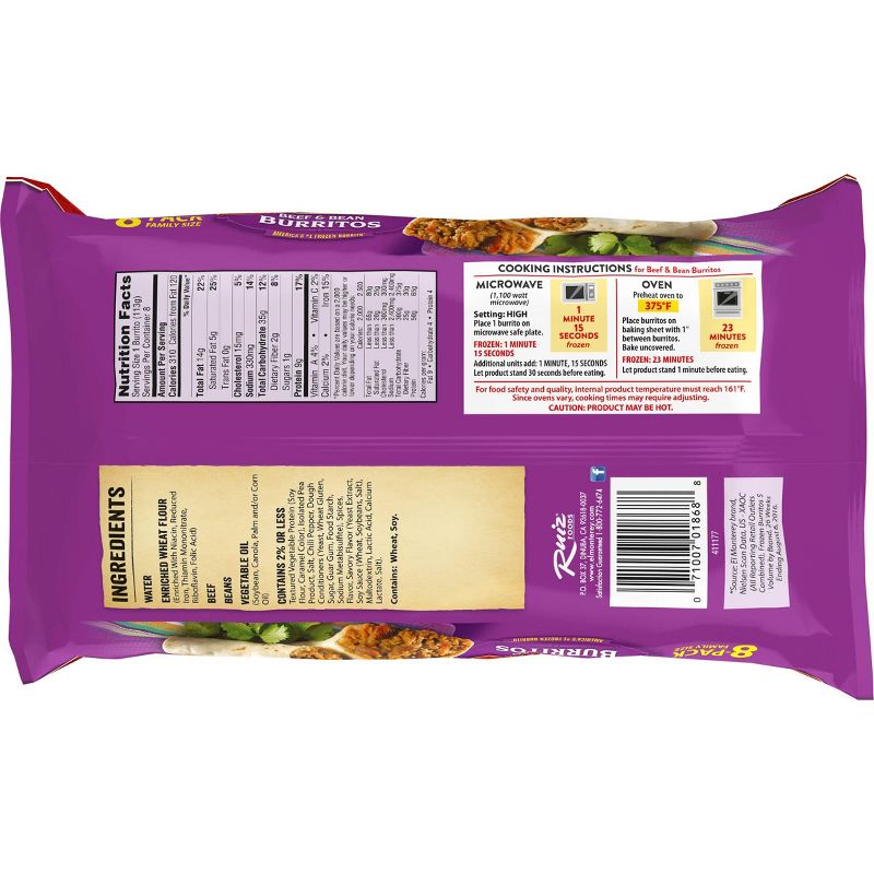 El Monterey Family Pack Beef & Bean Frozen Burritos - 8ct