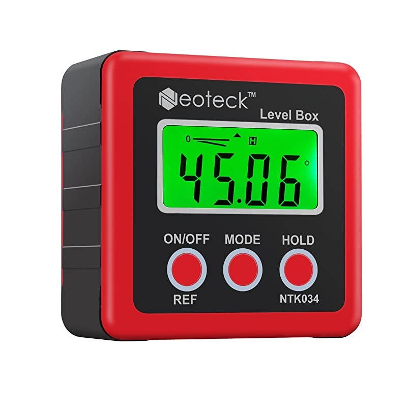 Digital Angle Finder, Backlight LCD Digital Angle Gauge Protractor Inclinometer Bevel Box, Magnetic Base, Data Hold, IP54 Dust and Water Resistant- Red