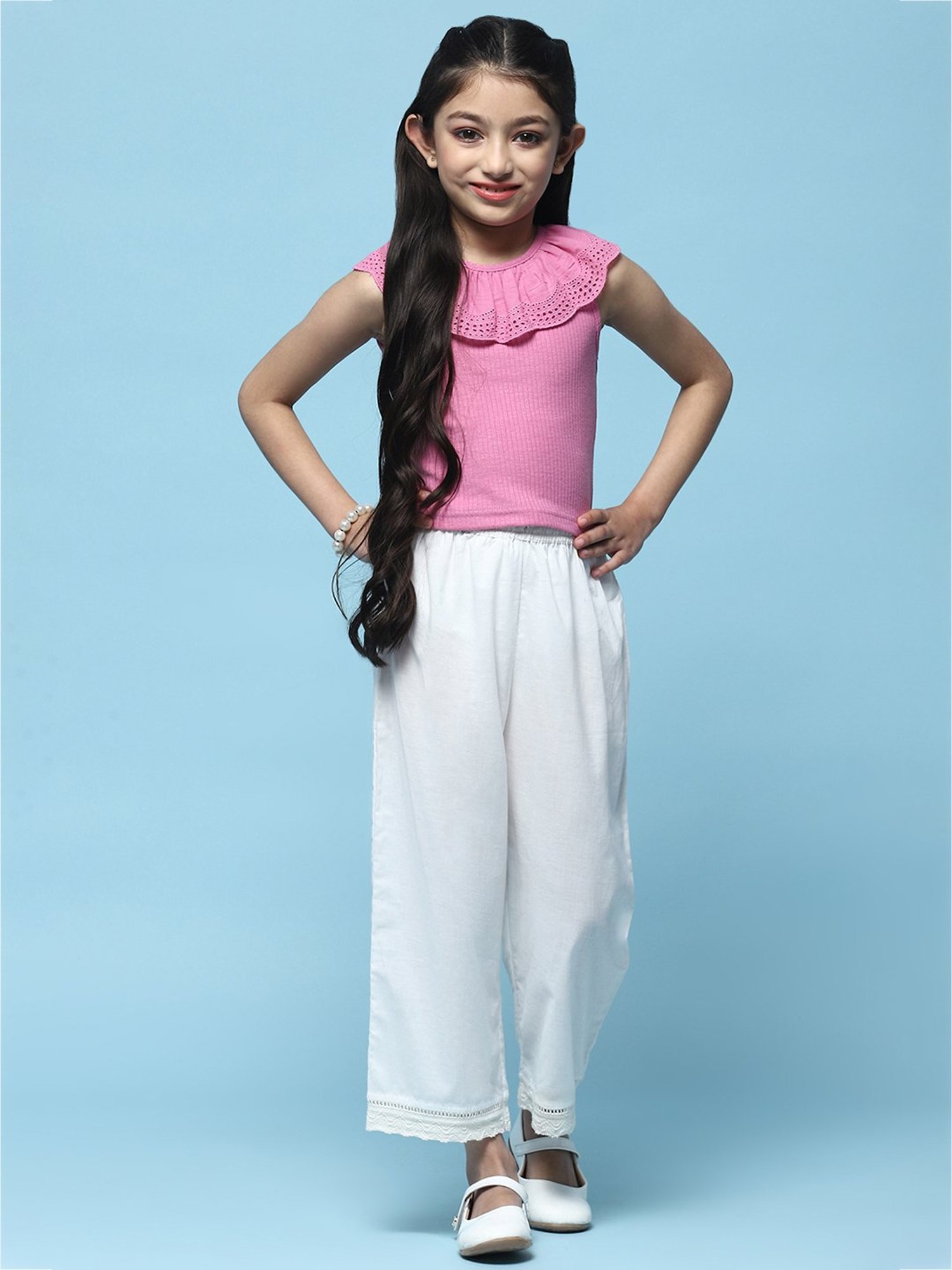 BIBA Girls Pink Solid Top