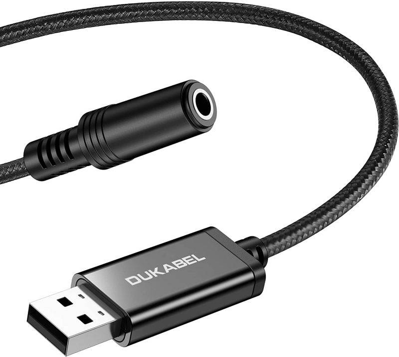 CUUWE USB to 3.5mm Jack Audio Adapter, USB to Aux Cable with TRRS 4-Pole Mic-Supported USB to Headphone AUX Adapter Built-in Chip External Sound Card for PC PS4 PS5 and More [7.69 inch]
