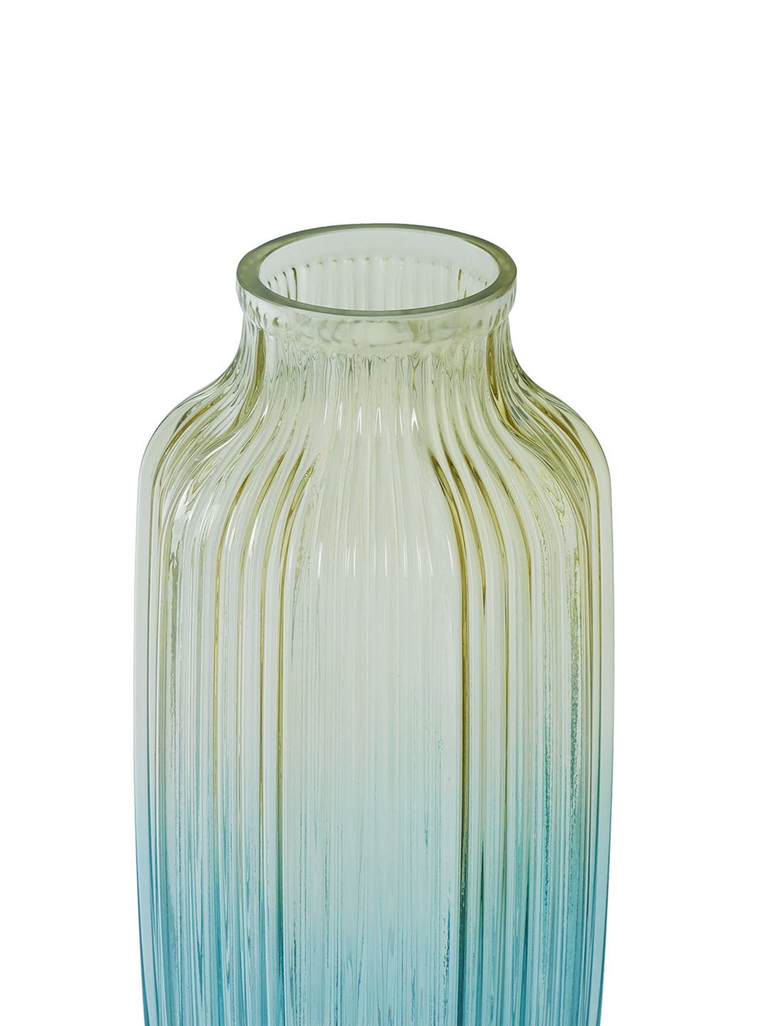 Pure Home and Living Blue & Green Glass Ribbed Vase