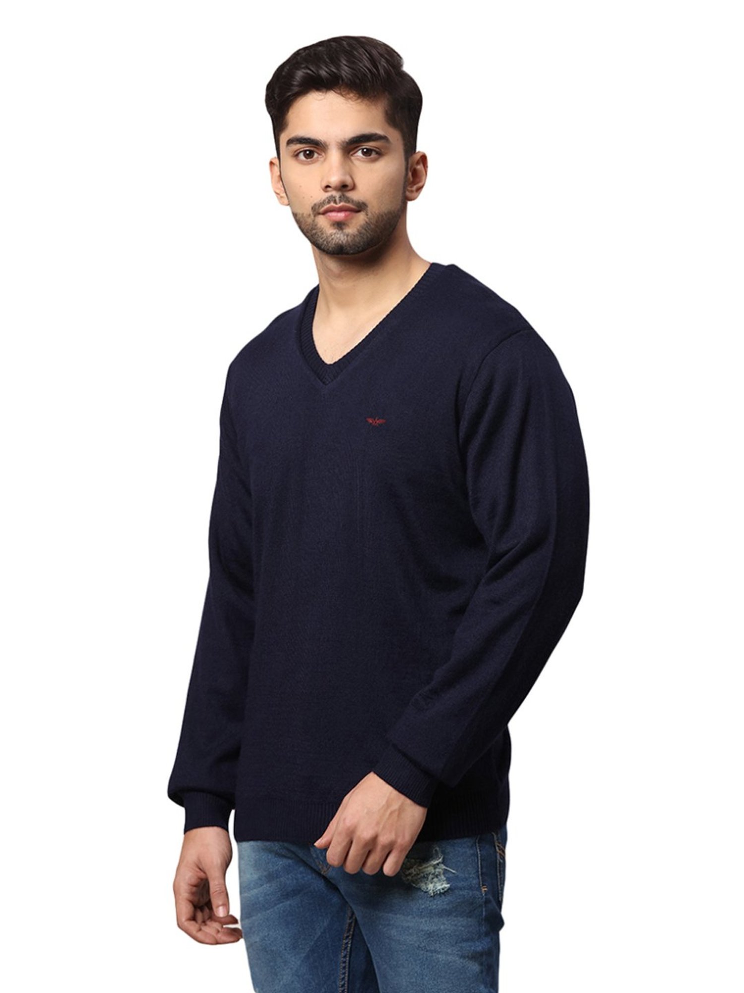 Park Avenue Blue Regular Fit Reversible Sweater