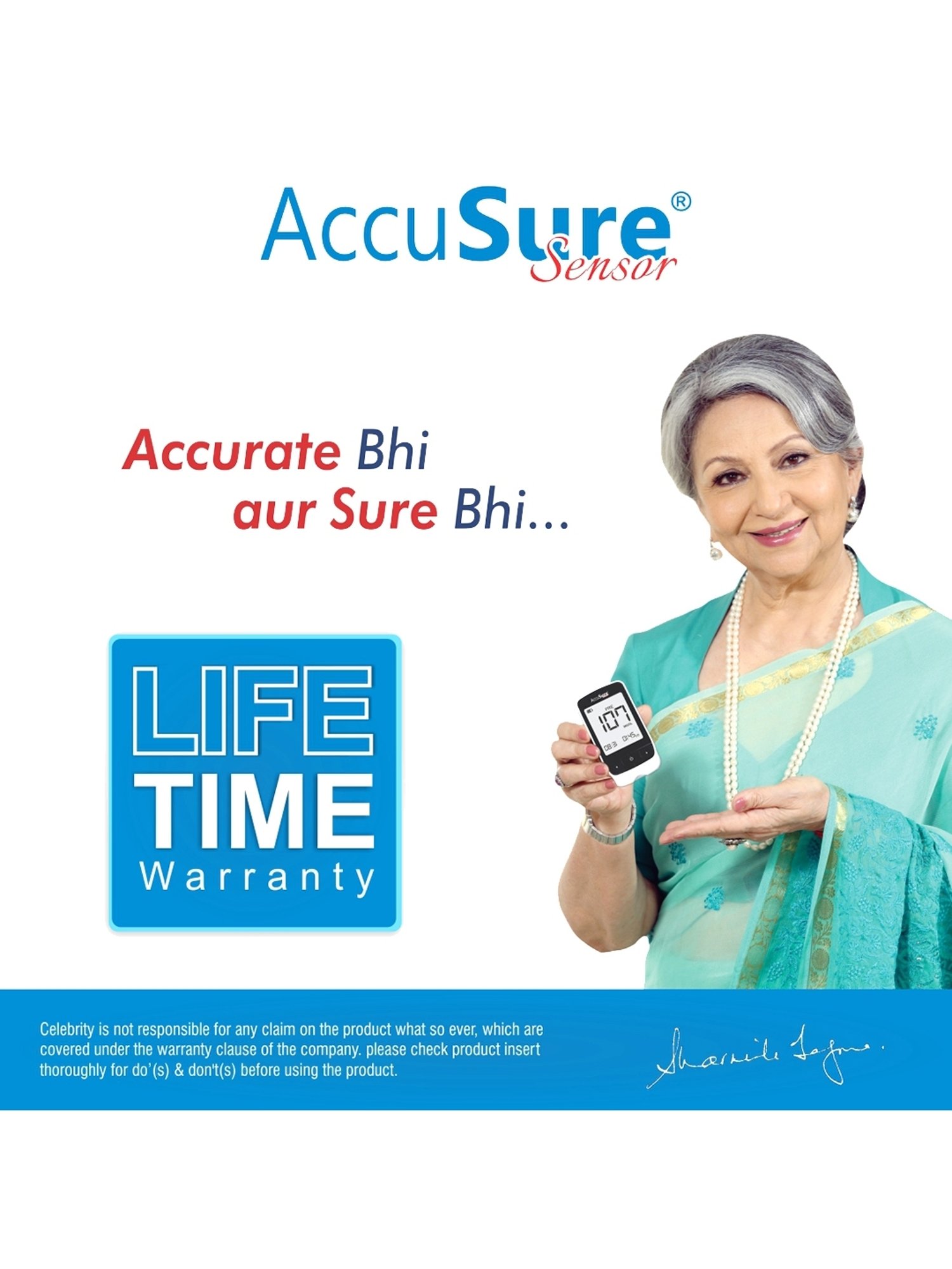 Accusure Sensor Glucometer Machine With 25 Test Strips (Black)