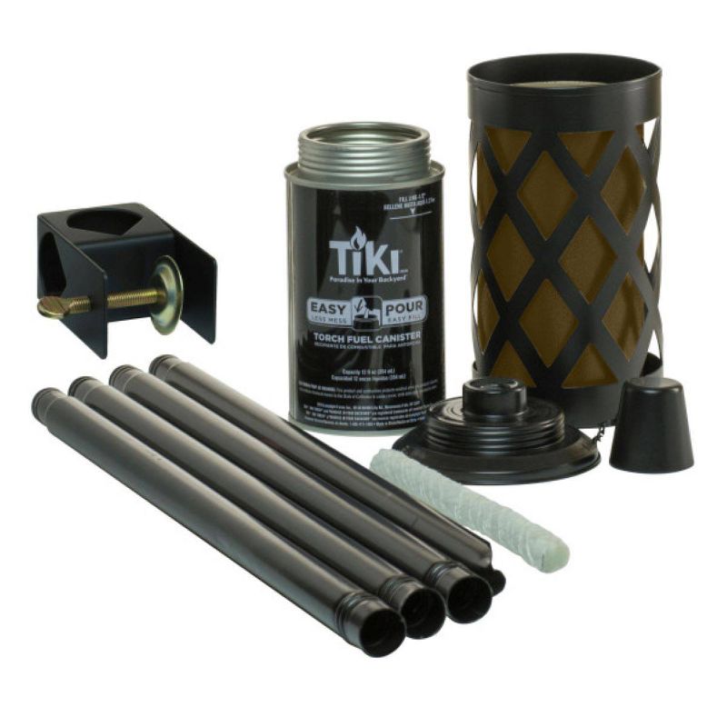 65" Urban Convertible Metal Larrice Patio Torch with Deck Clamp Bronze/Black - TIKI