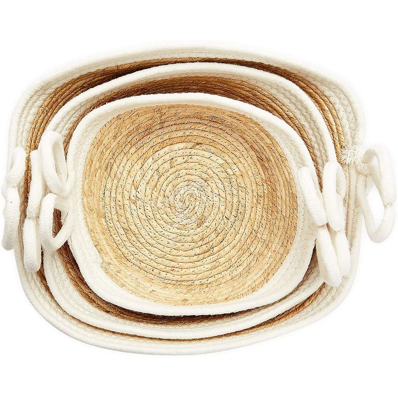 Farmlyn Creek 3-Pack Natural Seagrass Wicker Storage Baskets with Handles for Home D&eacute;cor (3 Sizes)