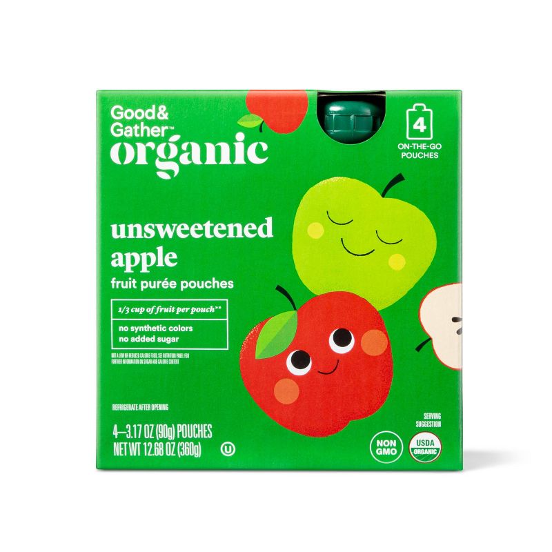 Organic Unsweetened Applesauce Fruit Squeezers - 4ct - Good & Gather™