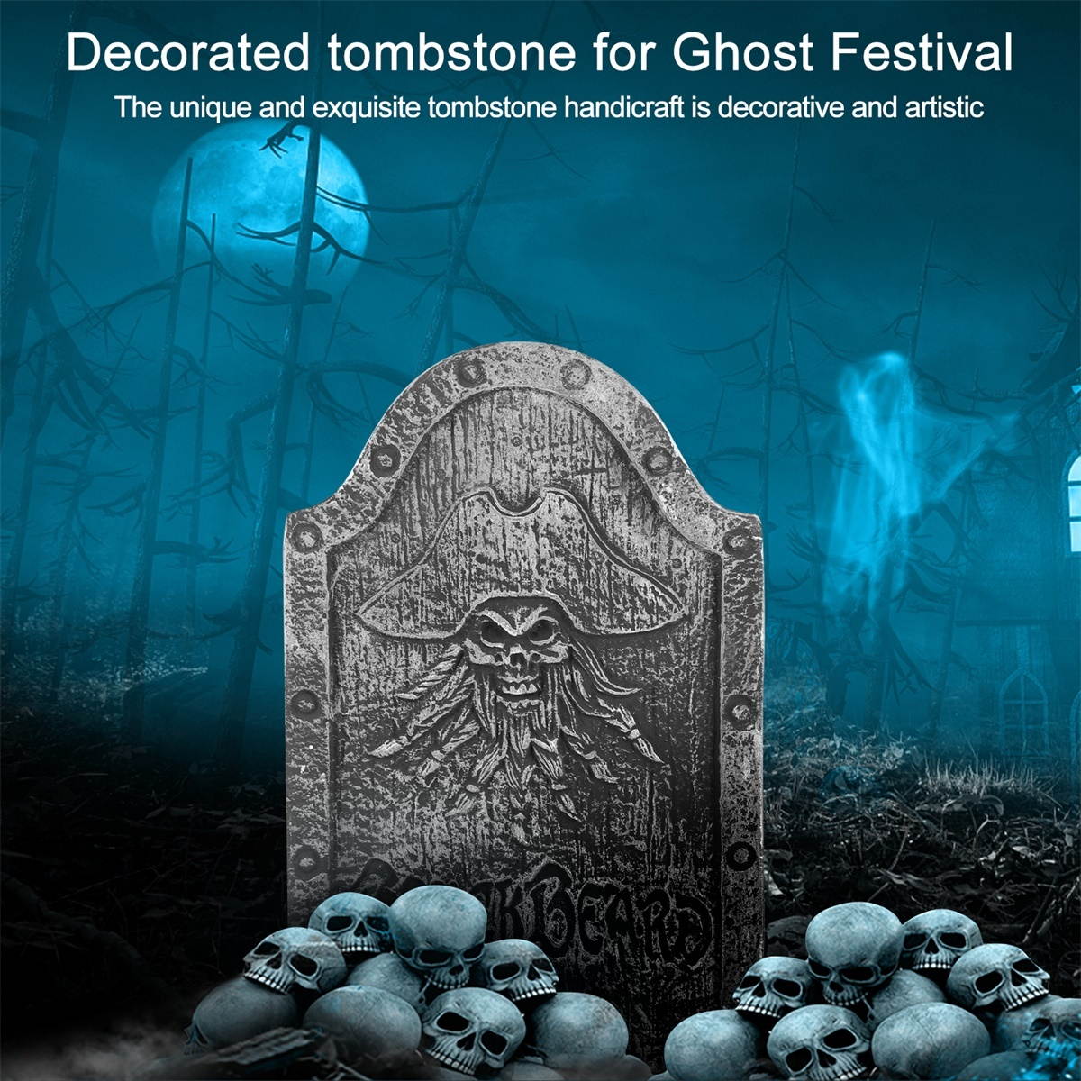 Halloween Tombstone Ghost Head Gravestone for Haunted House Secret Room Bar