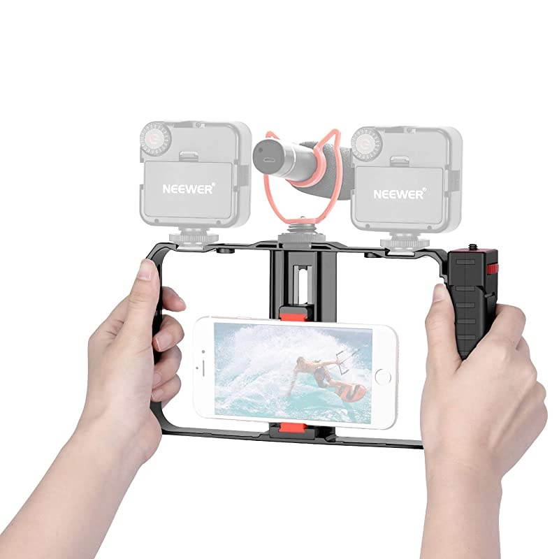 Plastic U Rig Smartphone Video Rig, Filmmaking Cage, Phone Video Stabilizer Grip Tripod Mount for Videomaker Film-Maker Video-grapher for iPhone X Xs XS Max XR X HUAWEI Samsung