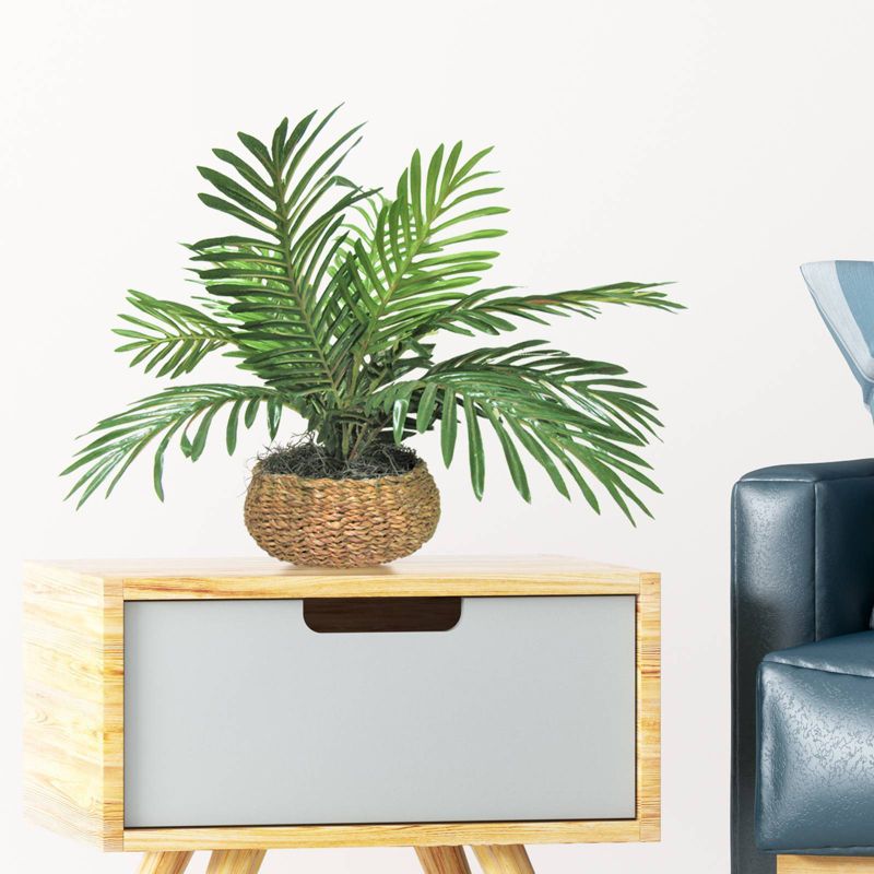 14" x 15" Artificial Palm Plant in Low Basket - LCG Florals